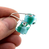 Cube Latch Earrings in Glass and Sterling Silver Pinwheel Design