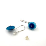 Medium Long Circle Earrings in Aqua, Lavender, and Violet Glass and Sterling Silver