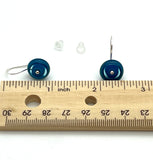 Small Short Circle Earrings in Turquoise, Blue, and Steel Blue Glass and Sterling Silver