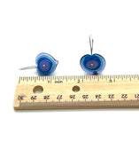 Large Heart Earrings in Lavender and Blue Glass