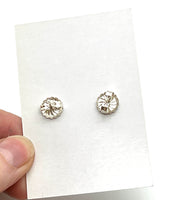 Circle Stud Earrings in Turquoise, Blue, and Steel Blue Glass and Sterling Silver