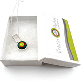 Small Circle with Rectangle Necklace in green, Orange, and Teal
