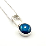 Small Circle with Rectangle Necklace in Turquoise and Steel Blue