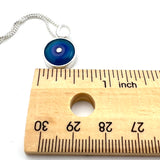 Tiny Circle Pebble Necklace in Aqua, Lavender, and Violet Glass and Sterling Silver