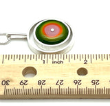 Offset Circle Green, Orange,  and Pink Glass and Sterling Silver