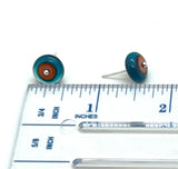 Circle Stud Earrings in Turquoise, Blue,  Pink, and Orange Glass and Sterling Silver