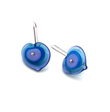 Large Heart Earrings in Lavender and Blue Glass
