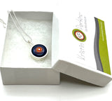 Small/Medium Circle Necklace in Orange, Red, Lavender, and Blue and Sterling Silver