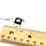 Modern Pentagon Necklace in Black, Gray, and White Glass and Sterling Silver