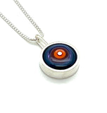 Small/Medium Circle Necklace in Orange, Red, Lavender, and Blue and Sterling Silver