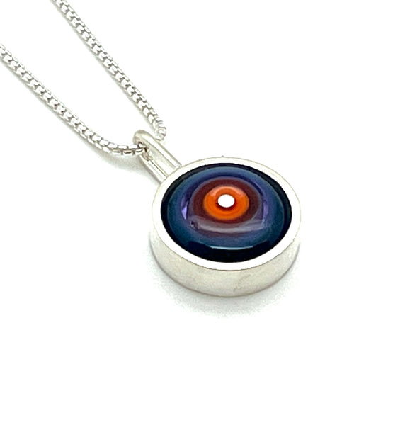 Small/Medium Circle Necklace in Orange, Red, Lavender, and Blue and Sterling Silver