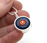 Small/Medium Circle Necklace in Orange, Red, Lavender, and Blue and Sterling Silver