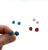 Glass Heart Stud Earrings in Glass (Choice of Color) and Silver