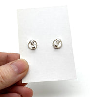 Circle Stud Earrings in Turquoise, Blue,  Pink, and Orange Glass and Sterling Silver