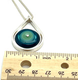 Modern Raindrop Necklace in Mint Green, Turquoise, and Steel Blue Glass and Sterling Silver