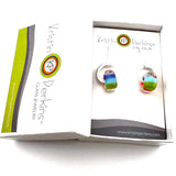 Rainbow Striped Cube Earrings on Silver Circle Long Post