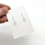 Small Short Circle Earrings in Black, White, and Gray Glass and Sterling Silver