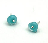 Glass Heart Stud Earrings in Glass (Choice of Color) and Silver