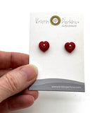 Glass Heart Stud Earrings in Glass (Choice of Color) and Silver
