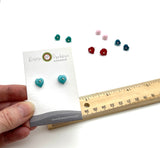 Glass Heart Stud Earrings in Glass (Choice of Color) and Silver