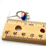 Rainbow Striped Cube Earrings on Silver Circle Long Post