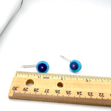 Medium Long Circle Earrings in Aqua, Lavender, and Violet Glass and Sterling Silver