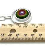 Offset Circle Green, Orange,  and Lavender Glass and Sterling Silver