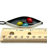 Leaf Pod Necklace in Red, Yellow, and Turquoise Glass and Sterling Silver