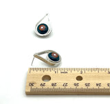 Modern Raindrop Stud Earrings in Pink, Orange, and Dark Turquoise Glass and Sterling Silver