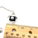 Modern Pentagon Necklace in Black, Gray, and White Glass and Sterling Silver