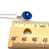 Tiny Circle Pebble Necklace in Aqua, Lavender, and Violet Glass and Sterling Silver