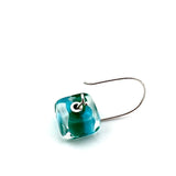 Cube Latch Earrings in Glass and Sterling Silver Pinwheel Design