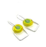 Modern Glass and Silver Square Latch Earrings (Choice of Colors)