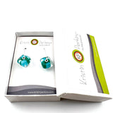 Cube Latch Earrings in Glass and Sterling Silver Pinwheel Design