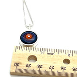 Small/Medium Circle Necklace in Orange, Red, Lavender, and Blue and Sterling Silver