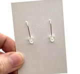 Small Short Circle Earrings in Green and Teal Glass and Sterling Silver