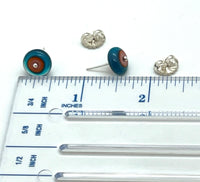 Circle Stud Earrings in Turquoise, Blue,  Pink, and Orange Glass and Sterling Silver