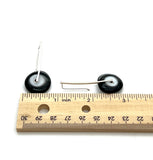 Large Long Spun Disk Earrings in Black, White, and Gray Glass