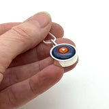Small/Medium Circle Necklace in Orange, Red, Lavender, and Blue and Sterling Silver