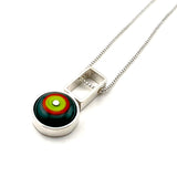 Small Circle with Rectangle Necklace in green, Orange, and Teal