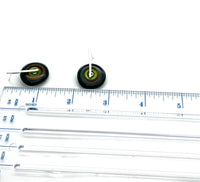 Large Spun Disk Earrings in Deep Teal, Orange, and Green, Orange, and Green Glass
