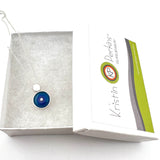 Tiny Circle Pebble Necklace in Aqua, Lavender, and Violet Glass and Sterling Silver