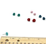 Glass Heart Stud Earrings in Glass (Choice of Color) and Silver