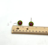 Dangle Earrings in Lavender, Orange, and Green Glass and Sterling Silver