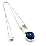 Small Circle with Rectangle Necklace in Turquoise and Steel Blue