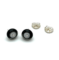 Circle Stud Earrings in Black, White, and Gray Glass and Sterling Silver