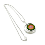 Offset Circle Green, Orange,  and Pink Glass and Sterling Silver