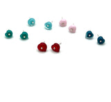 Glass Heart Stud Earrings in Glass (Choice of Color) and Silver