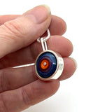 Small/Medium Circle Necklace in Orange, Red, Lavender, and Blue and Sterling Silver