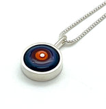 Small/Medium Circle Necklace in Orange, Red, Lavender, and Blue and Sterling Silver